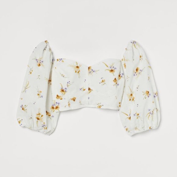 H&M Tops - H&M Linen-Blend Crop Blouse - NWT!